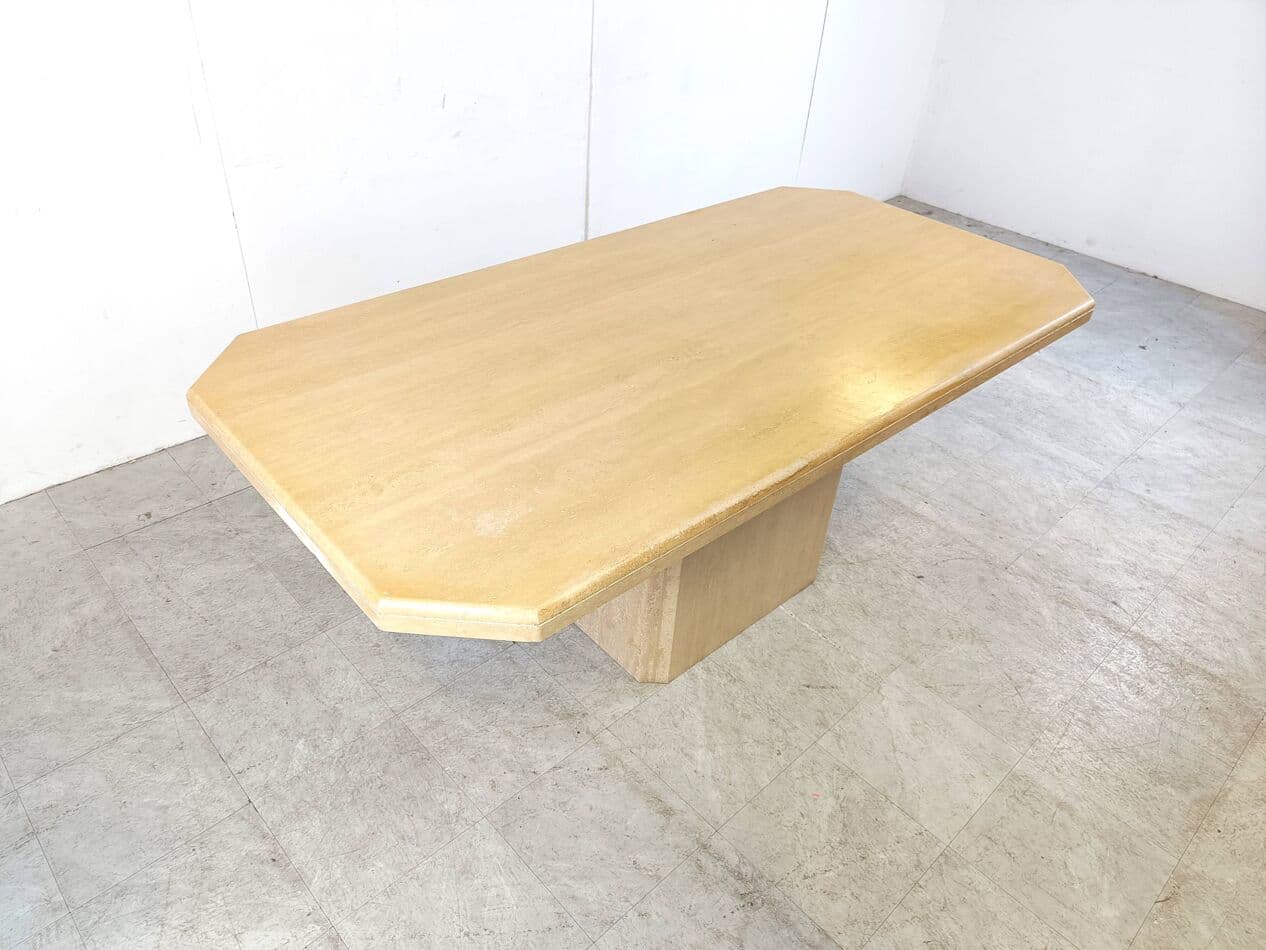 Stół jadalniany, beżowy, trawertyn, Włochy, lata 70. - 268843
