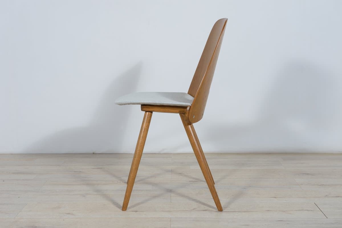 Set of Four Chairs, light grey oak, grey fabric, by F. Jirak, Tatra Nabytok, Czechoslovakia, 1960s. - 261820