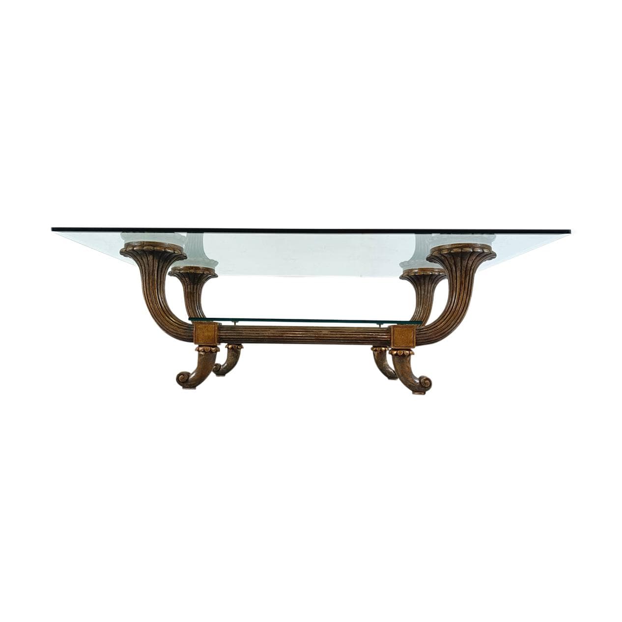 Coffee table, brown wood, glass, Italy, 1960s.