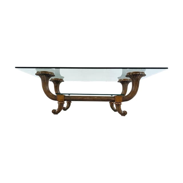 Coffee table, brown wood, glass, Italy, 1960s. - DIMENSION