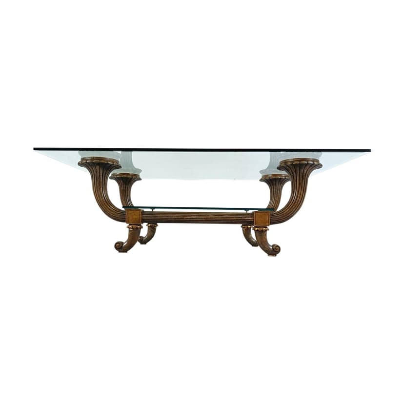 Coffee table, brown wood, glass, Italy, 1960s.