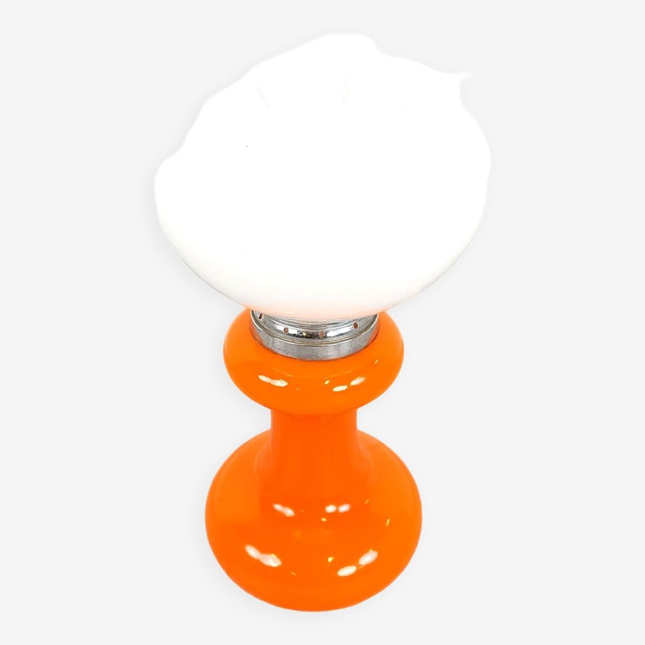 Lampa stołowa, biały pomarańczowy, szkło, Mazzega, Włochy, lata 60. - 268744