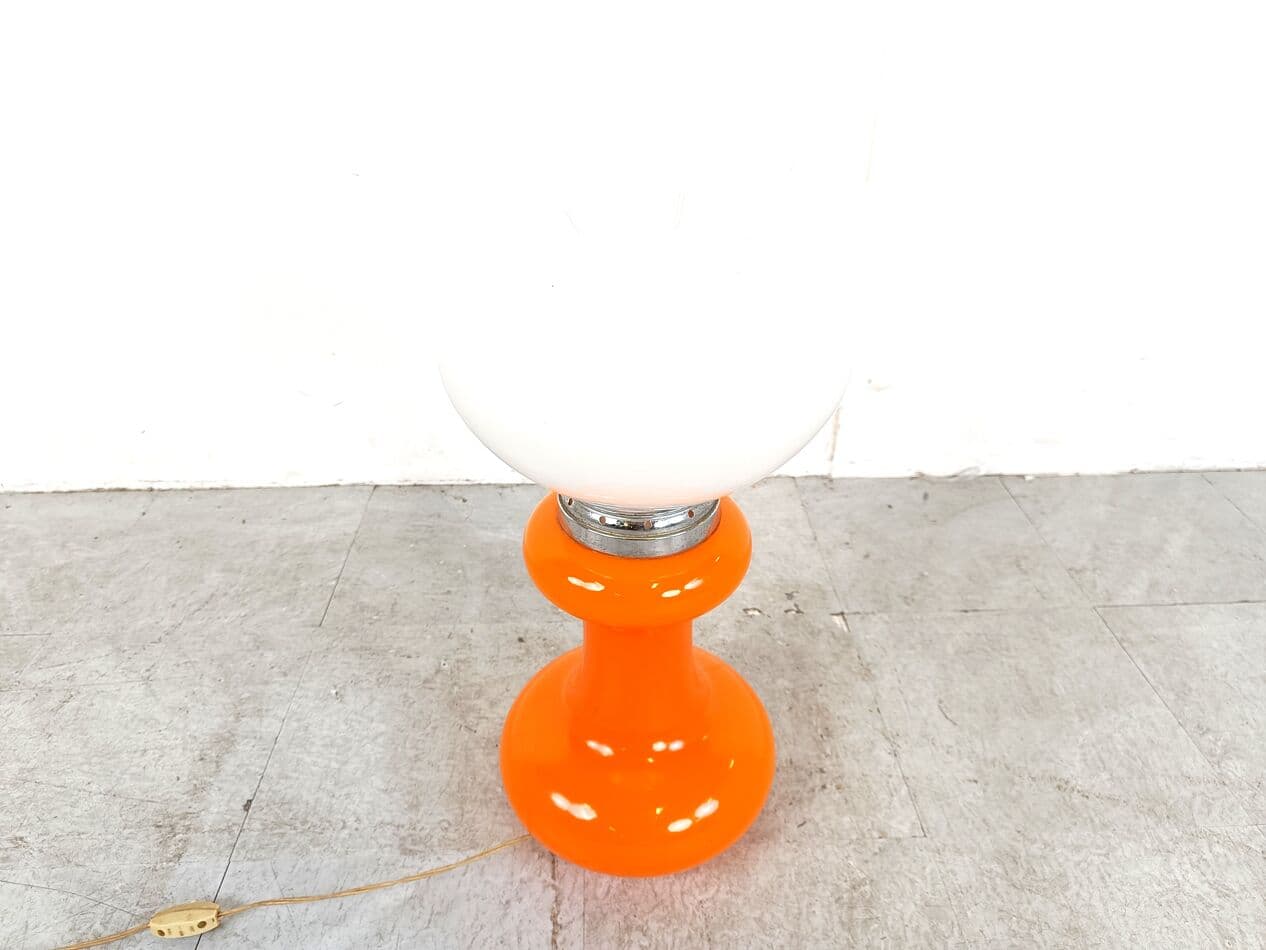 Lampa stołowa, biały pomarańczowy, szkło, Mazzega, Włochy, lata 60. - 268743