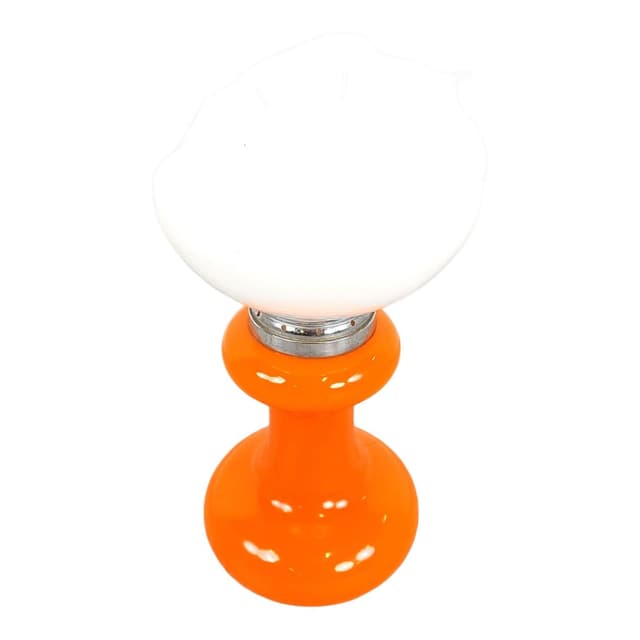 Lampa stołowa, biały pomarańczowy, szkło, Mazzega, Włochy, lata 60. - WYMIARY