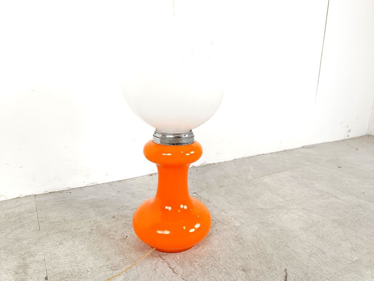 Lampa stołowa, biały pomarańczowy, szkło, Mazzega, Włochy, lata 60. - 268748