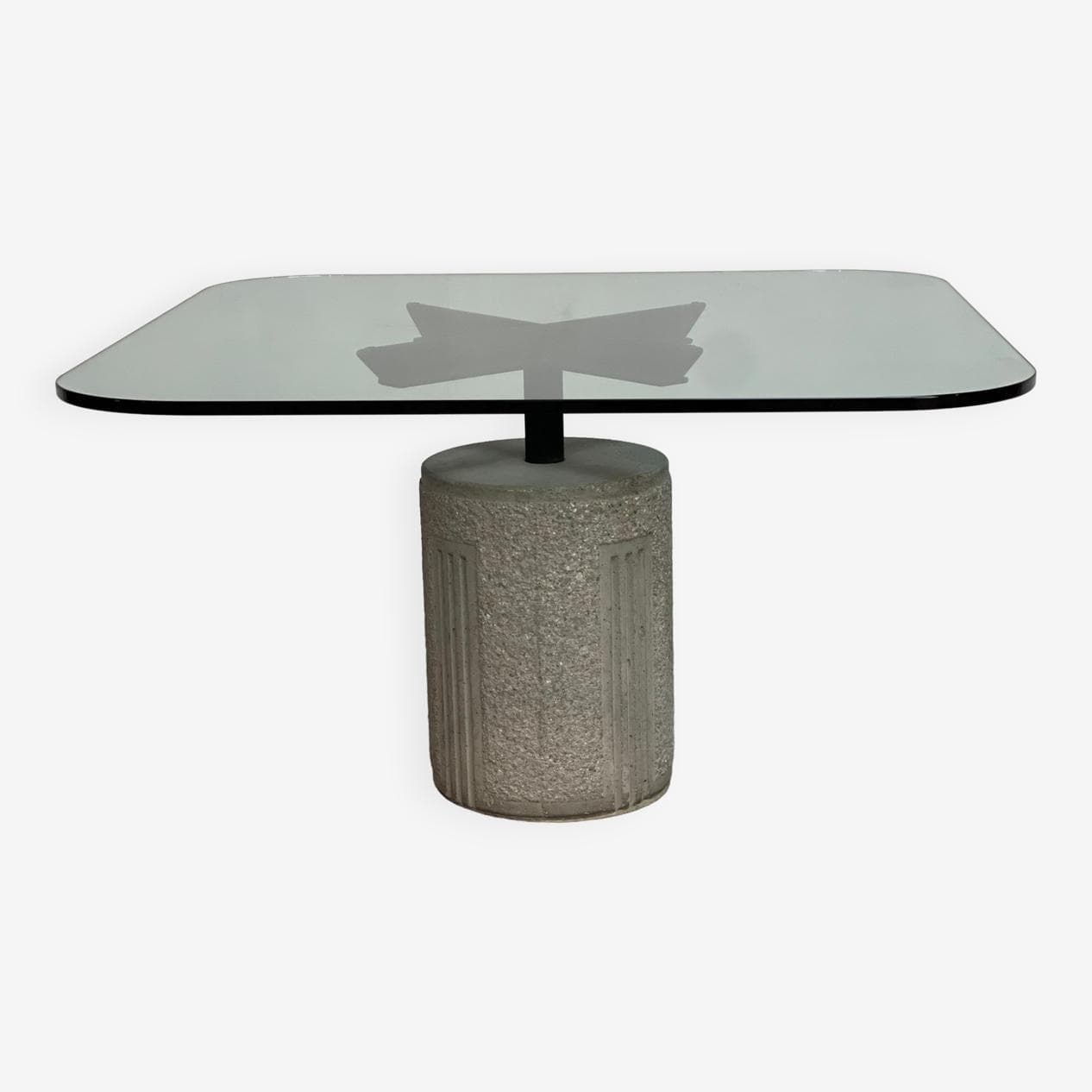 Stół jadalniany Paracarro, szkło przezroczyste, beton szary, metal czarny, proj. G. Offredi, Włochy, lata 70. - 268713