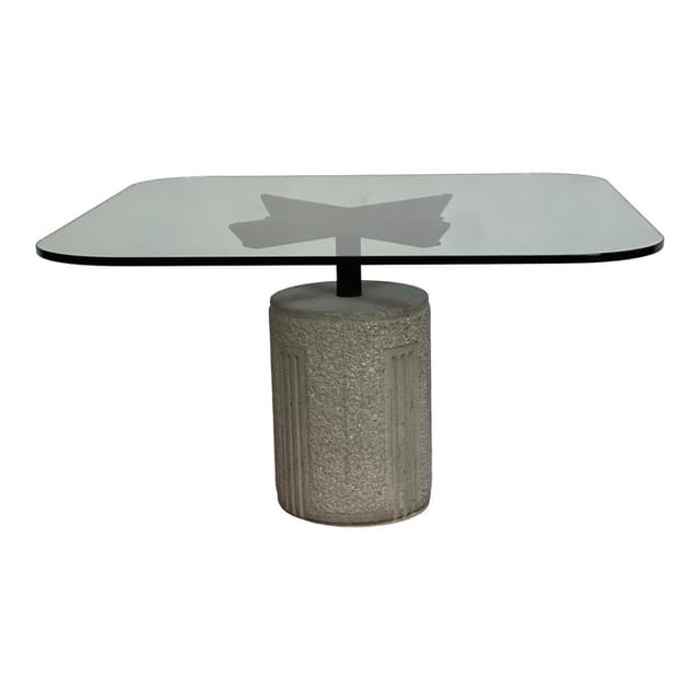 Stół jadalniany Paracarro, szkło przezroczyste, beton szary, metal czarny, proj. G. Offredi, Włochy, lata 70. - WYMIARY