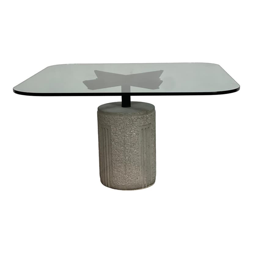 Stół jadalniany Paracarro, szkło przezroczyste, beton szary, metal czarny, proj. G. Offredi, Włochy, lata 70.