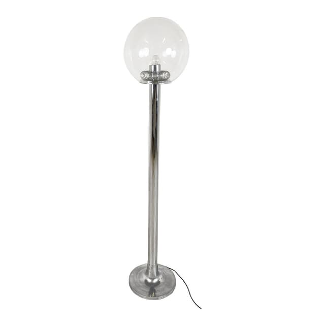 Lampa podłogowa, chrom srebrny, szkło transparentne, Włochy, lata 70. - WYMIARY