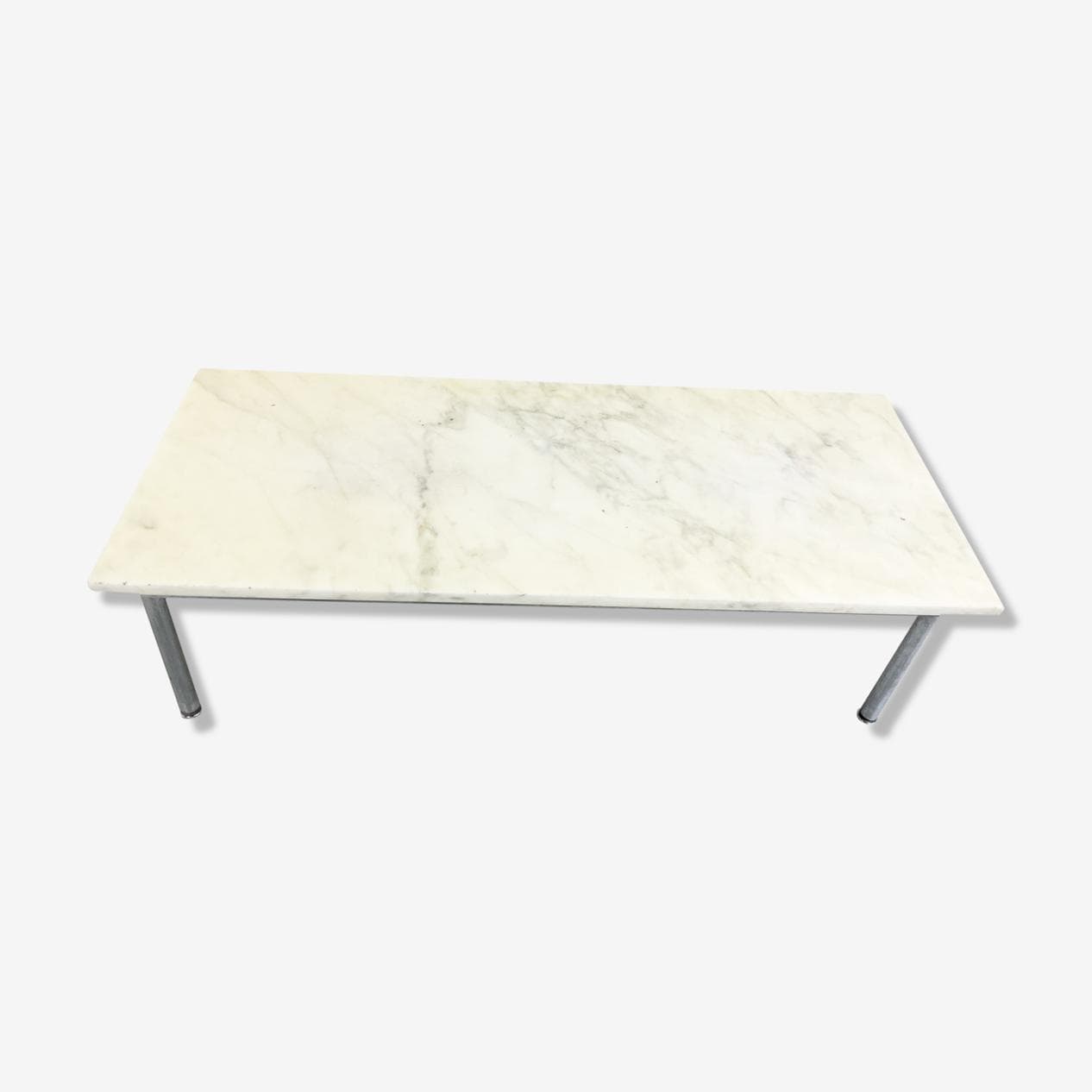 Coffee table, white marble, chromed steel, Italy, 1960s. - 268622