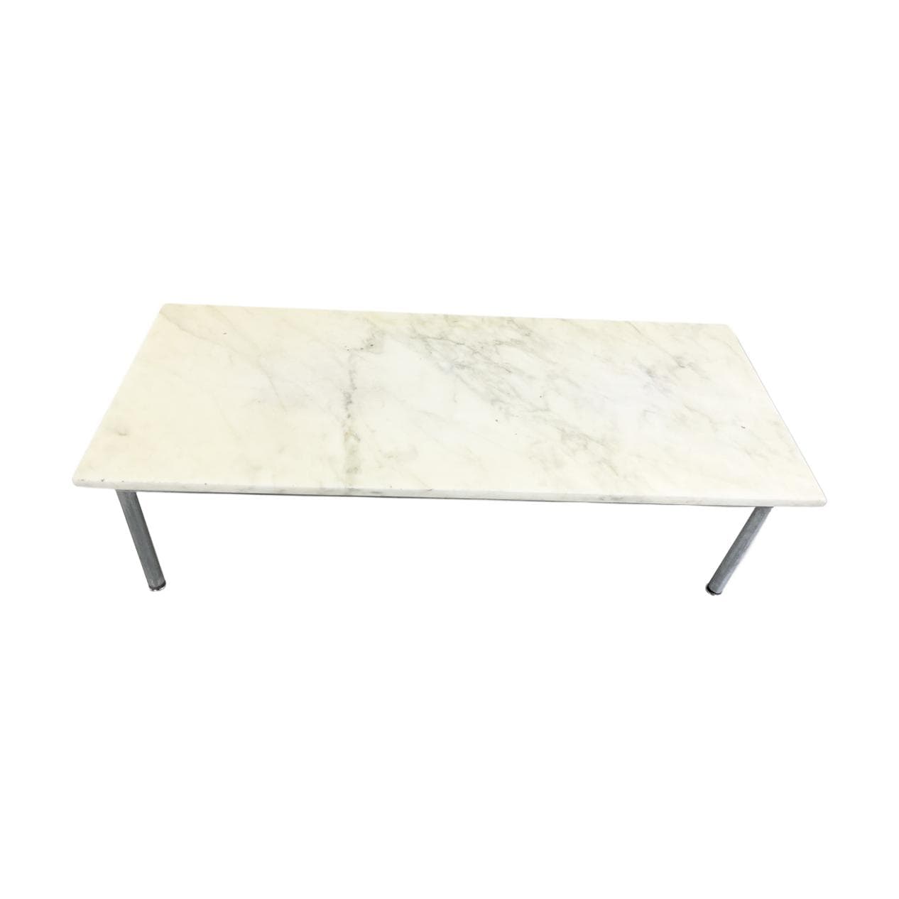 Coffee table, white marble, chromed steel, Italy, 1960s.
