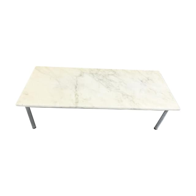 Coffee table, white marble, chromed steel, Italy, 1960s. - DIMENSION