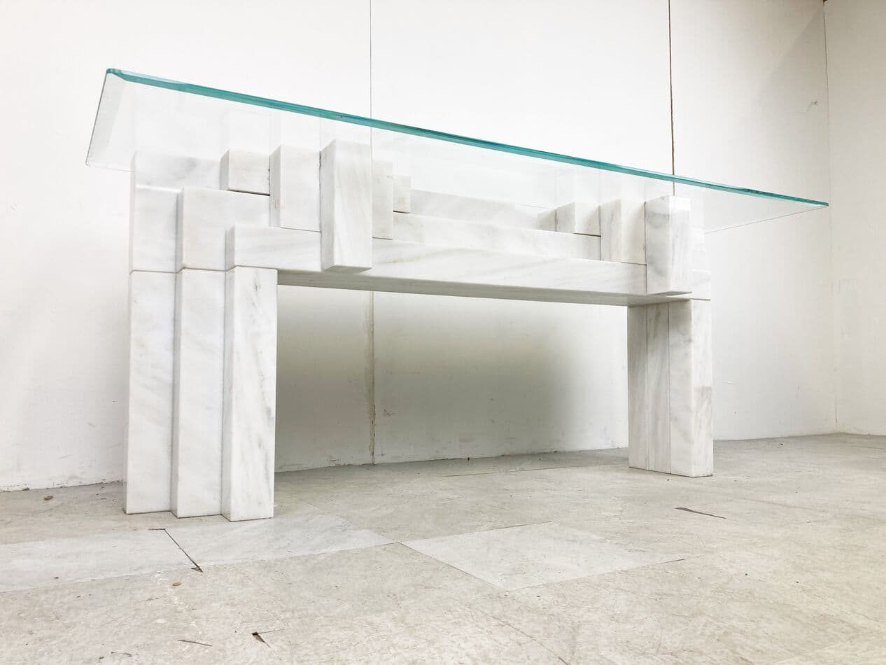 Konsola, biały marmur, Włochy, lata 80. - 268595