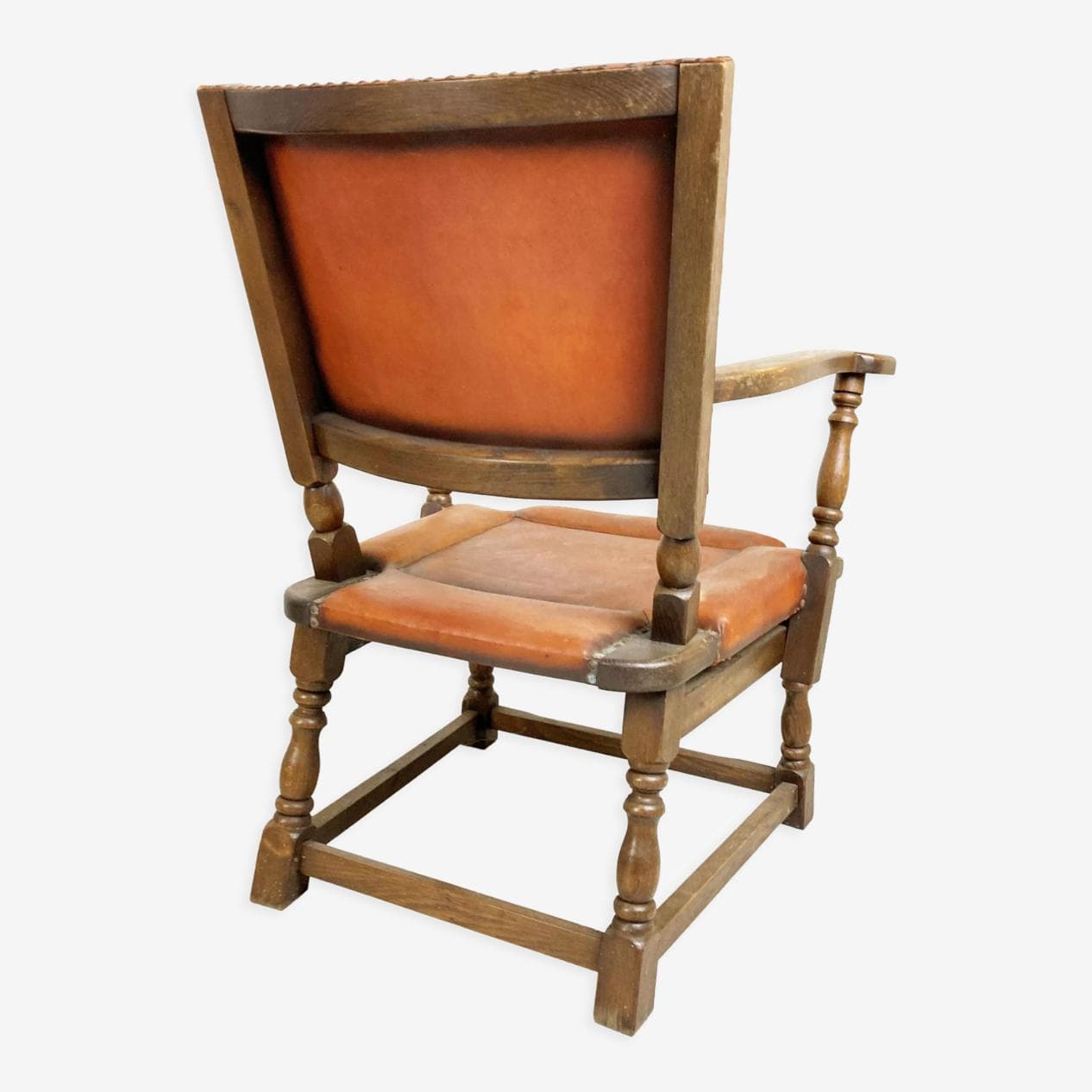 Sofa trzyosobowa, skóra brązowa, dąb, proj. T. Ruth, Artifort, Holandia, lata 40. - 268564