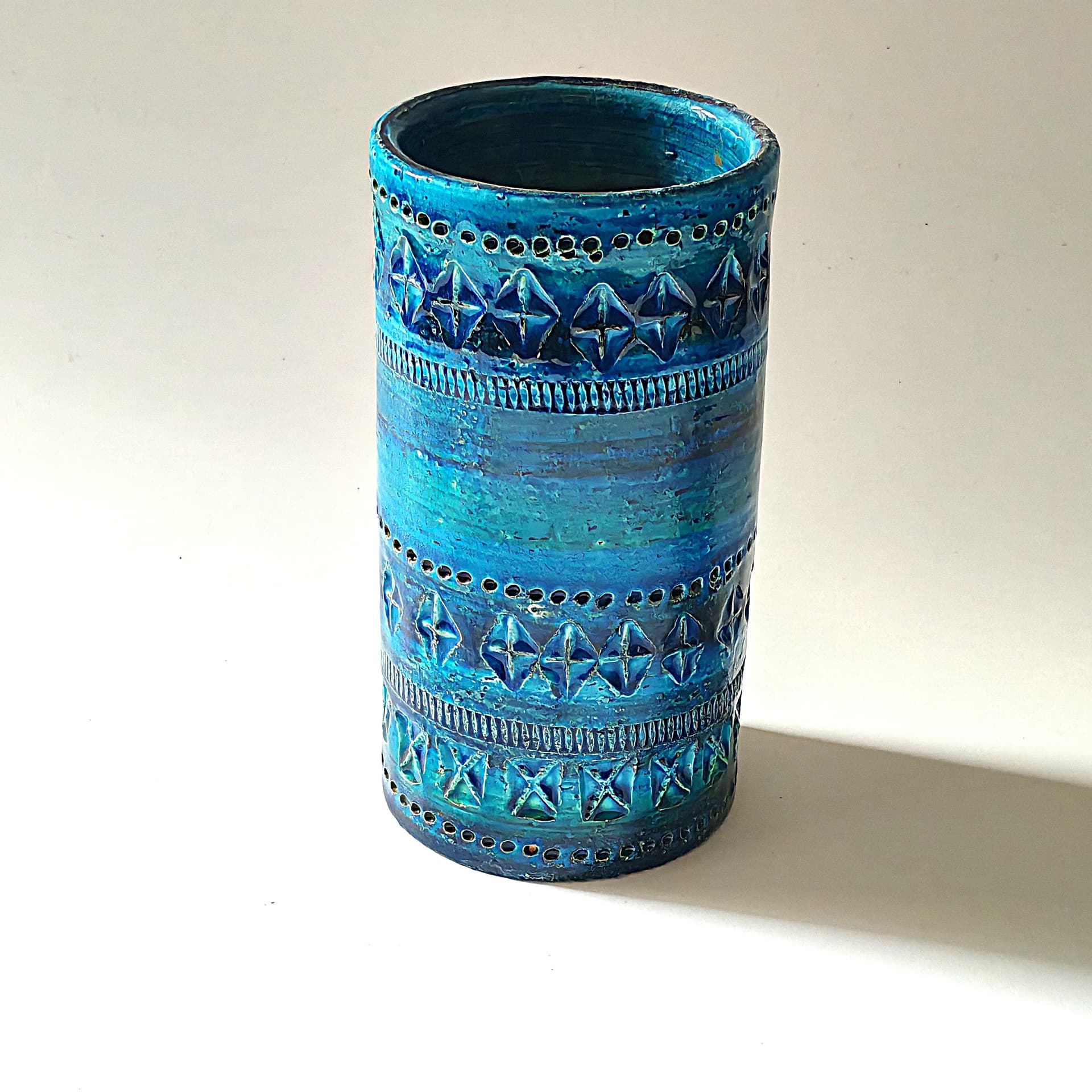 Wazon Rimini Blu, niebieski, ceramika, proj. A. Londi, Bitossi, Włochy, lata 60. - 103545