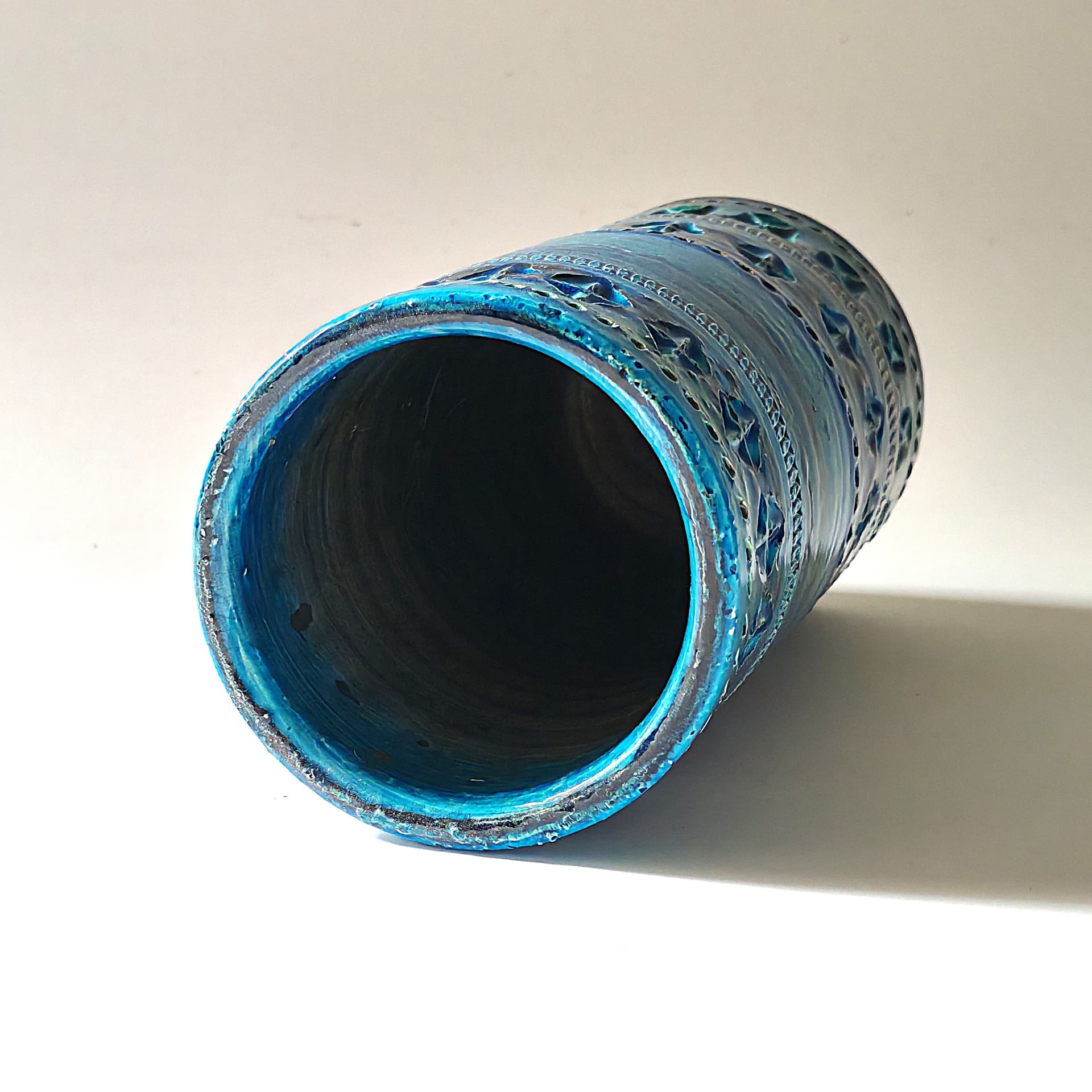 Wazon Rimini Blu, niebieski, ceramika, proj. A. Londi, Bitossi, Włochy, lata 60. - 103543