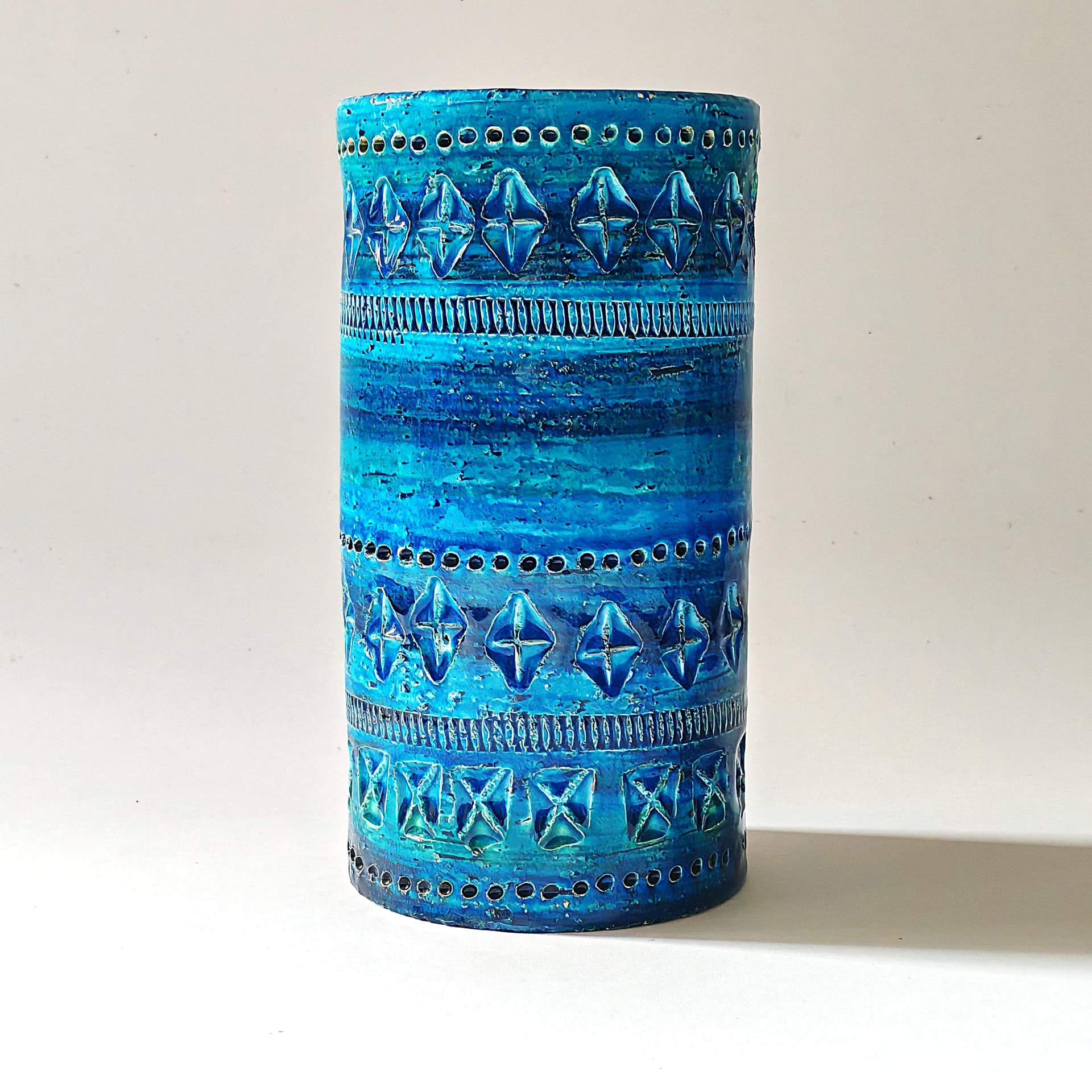 Wazon Rimini Blu, niebieski, ceramika, proj. A. Londi, Bitossi, Włochy, lata 60. - 103539