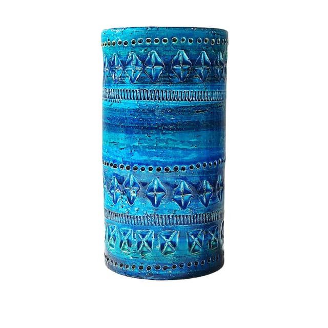 Wazon Rimini Blu, niebieski, ceramika, proj. A. Londi, Bitossi, Włochy, lata 60. - WYMIARY
