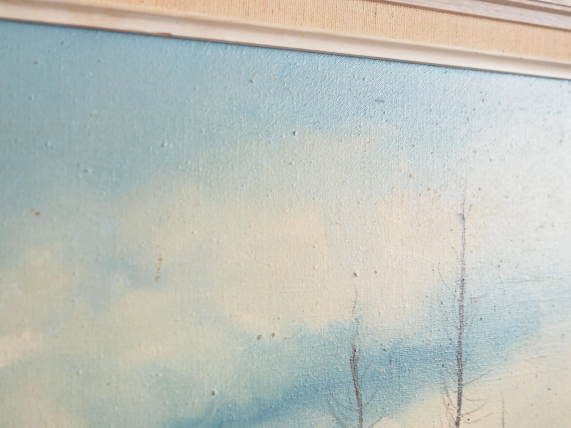 Obraz „Jesienny staw”, skandynawski, szary, olej na płótnie, Polska, lata 70. - 19522