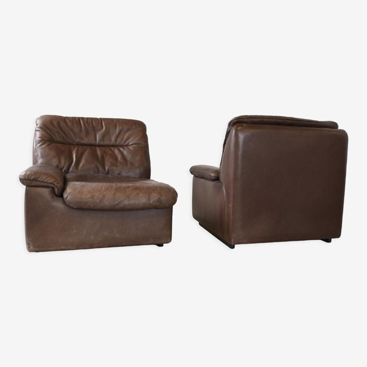 Zestaw sof modułowych, brązowy, skóra, de Sede, Szwajcaria, lata 70. - 268511