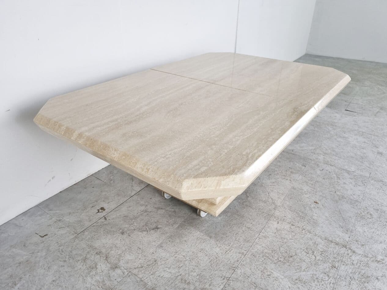Coffee table, beige travertine, Italy, 1970s. - 268466