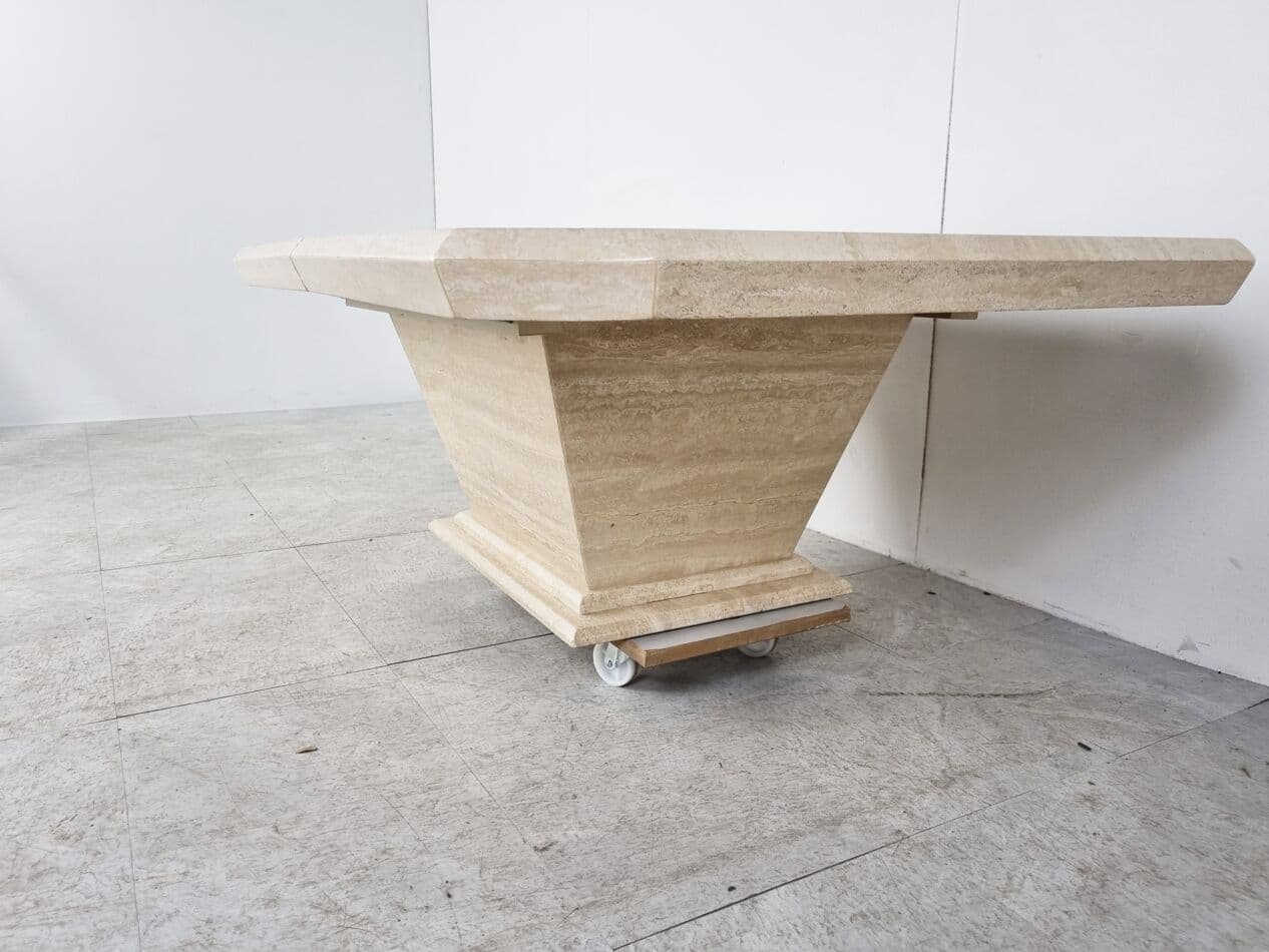 Coffee table, beige travertine, Italy, 1970s. - 268464