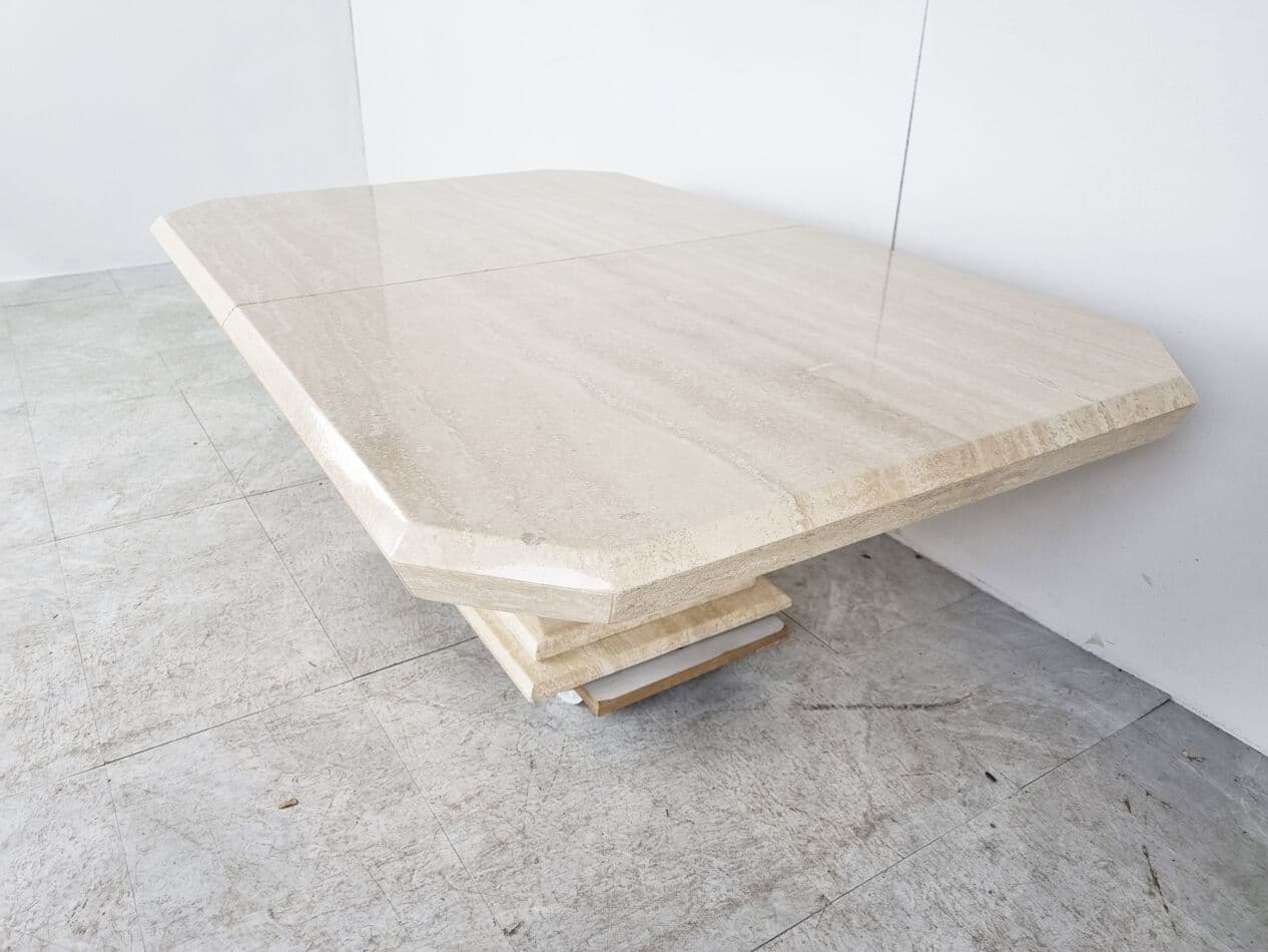 Coffee table, beige travertine, Italy, 1970s. - 268463