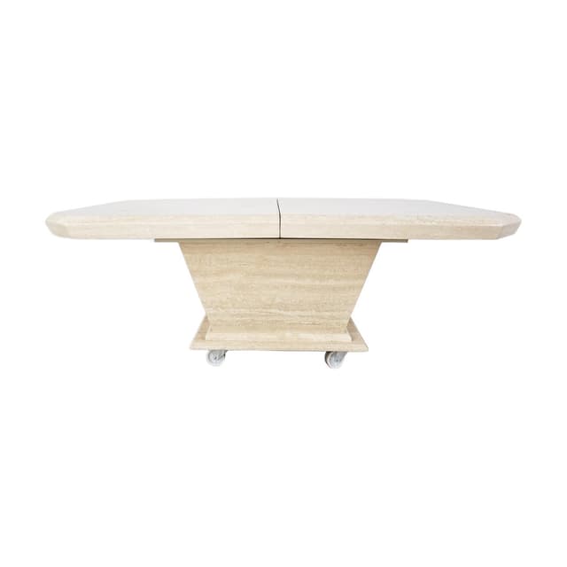 Coffee table, beige travertine, Italy, 1970s. - DIMENSION