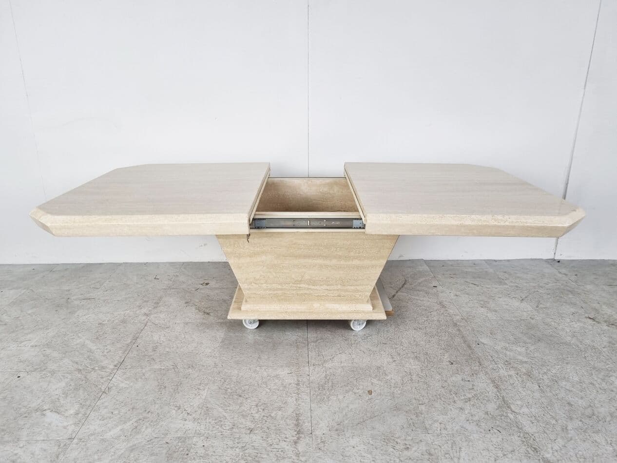 Coffee table, beige travertine, Italy, 1970s. - 268468