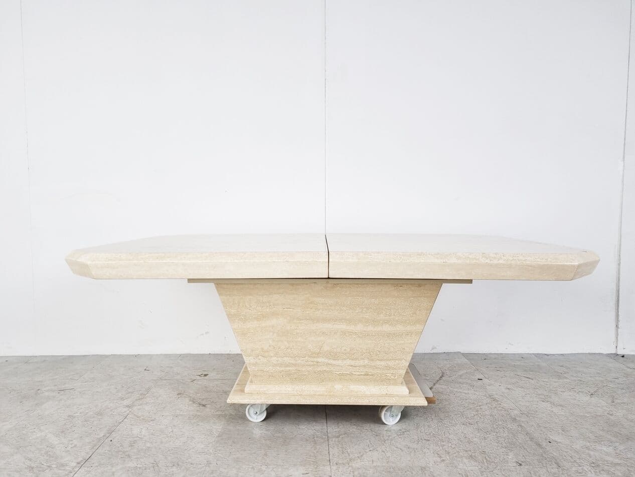 Coffee table, beige travertine, Italy, 1970s. - 268470