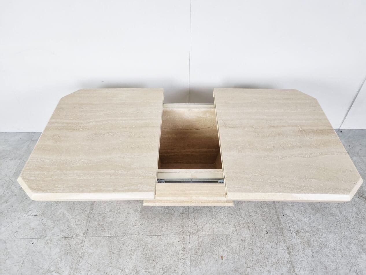 Coffee table, beige travertine, Italy, 1970s. - 268469