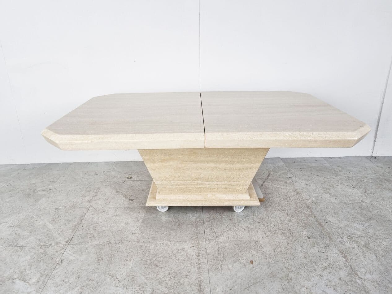 Coffee table, beige travertine, Italy, 1970s. - 268461