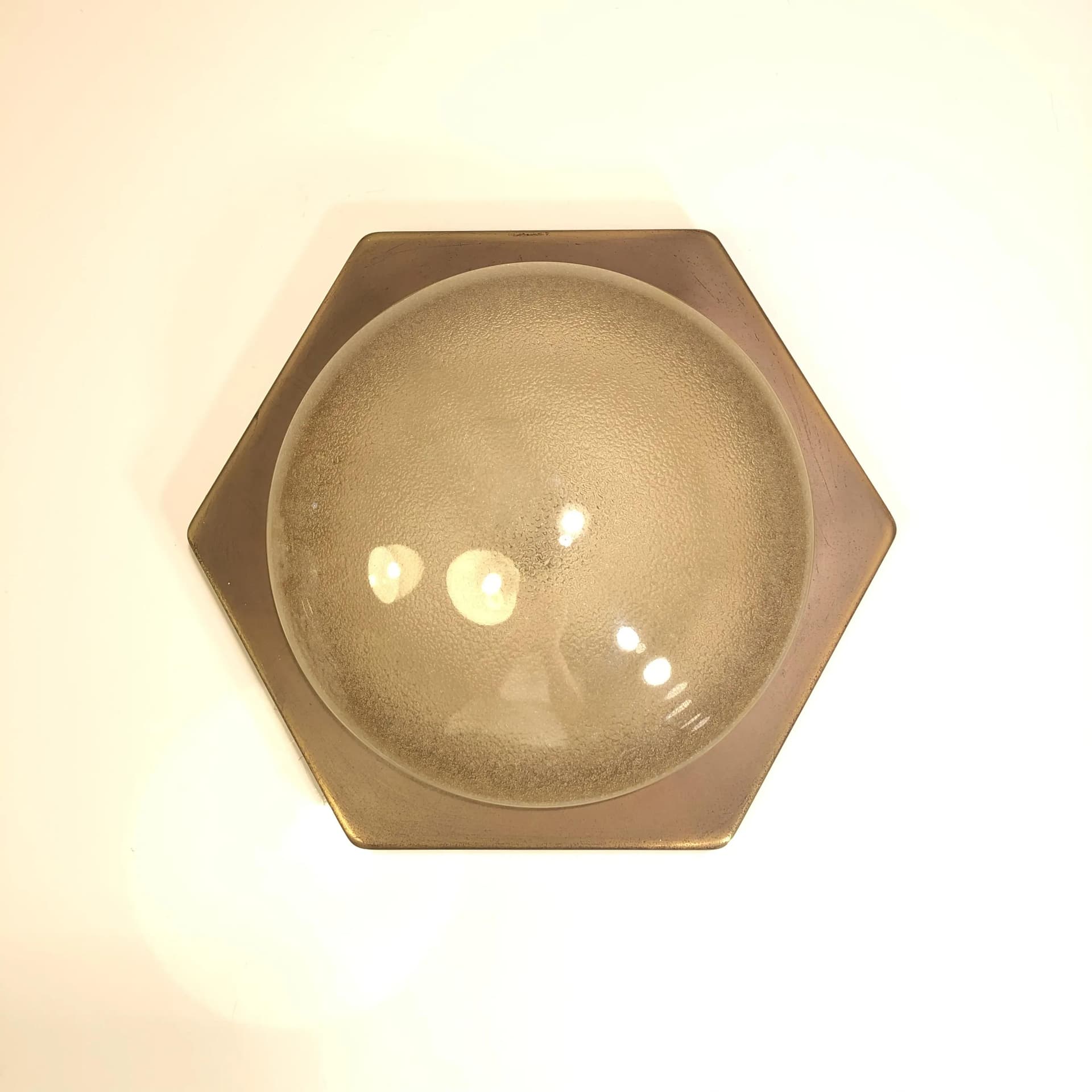 Kinkiet Neuhaus Leuchten, szkło złote, mosiądz złoty, proj. R. Kruger, Niemcy, lata 70. - 19372