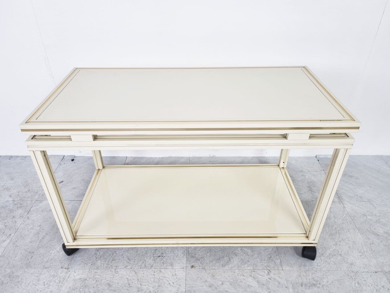 Barek, beżowy, metal, mosiądz, szkło, proj. P. Vandel, Francja, lata 80. - 268414