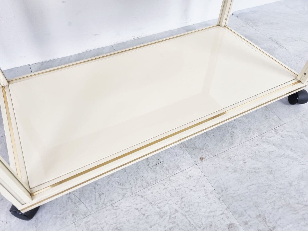 Barek, beżowy, metal, mosiądz, szkło, proj. P. Vandel, Francja, lata 80. - 268408