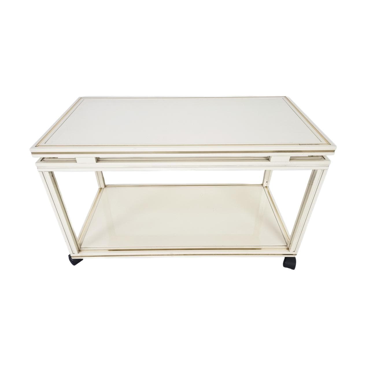 Barek, beżowy, metal, mosiądz, szkło, proj. P. Vandel, Francja, lata 80.