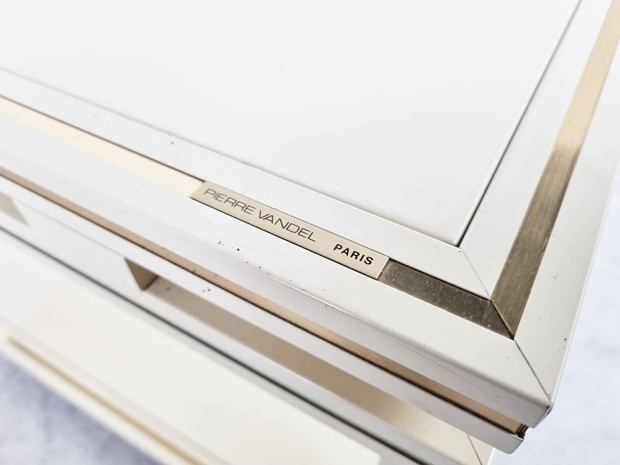 Barek, beżowy, metal, mosiądz, szkło, proj. P. Vandel, Francja, lata 80. - 268413