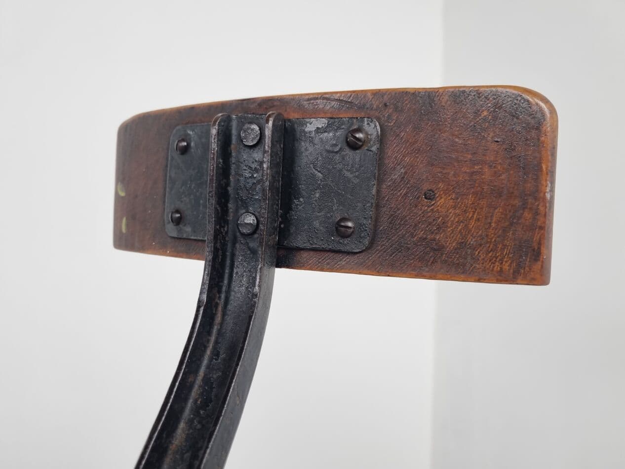 Stołek barowy industrialny, brązowy, metal, Belgia, lata 50. - 268368