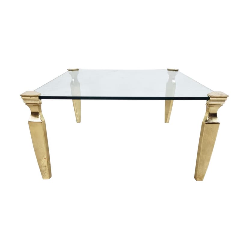 Coffee table, clear glass, gold brass, Italy, 1970s.