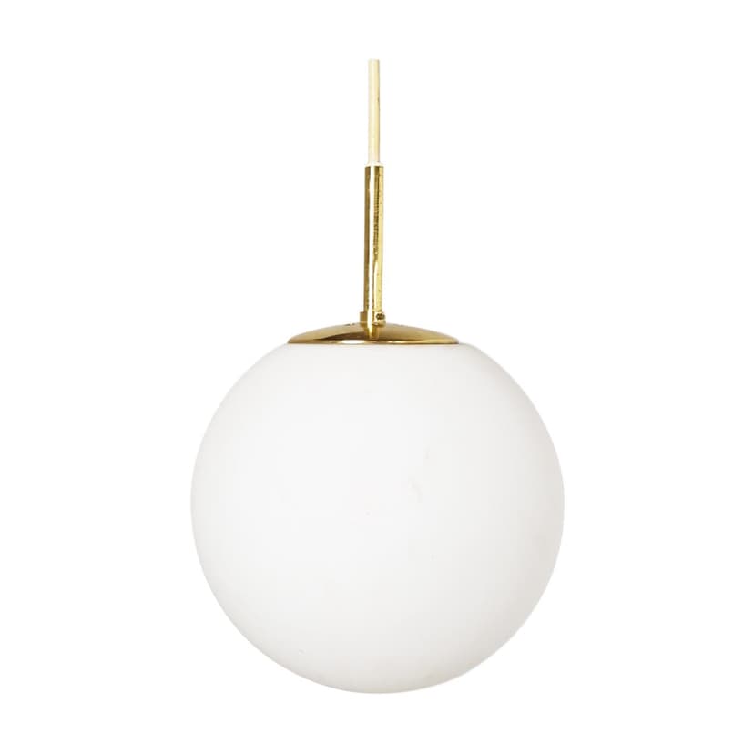 Pendant light, white opaline glass, brass, Limburg, Germany, 1970s.