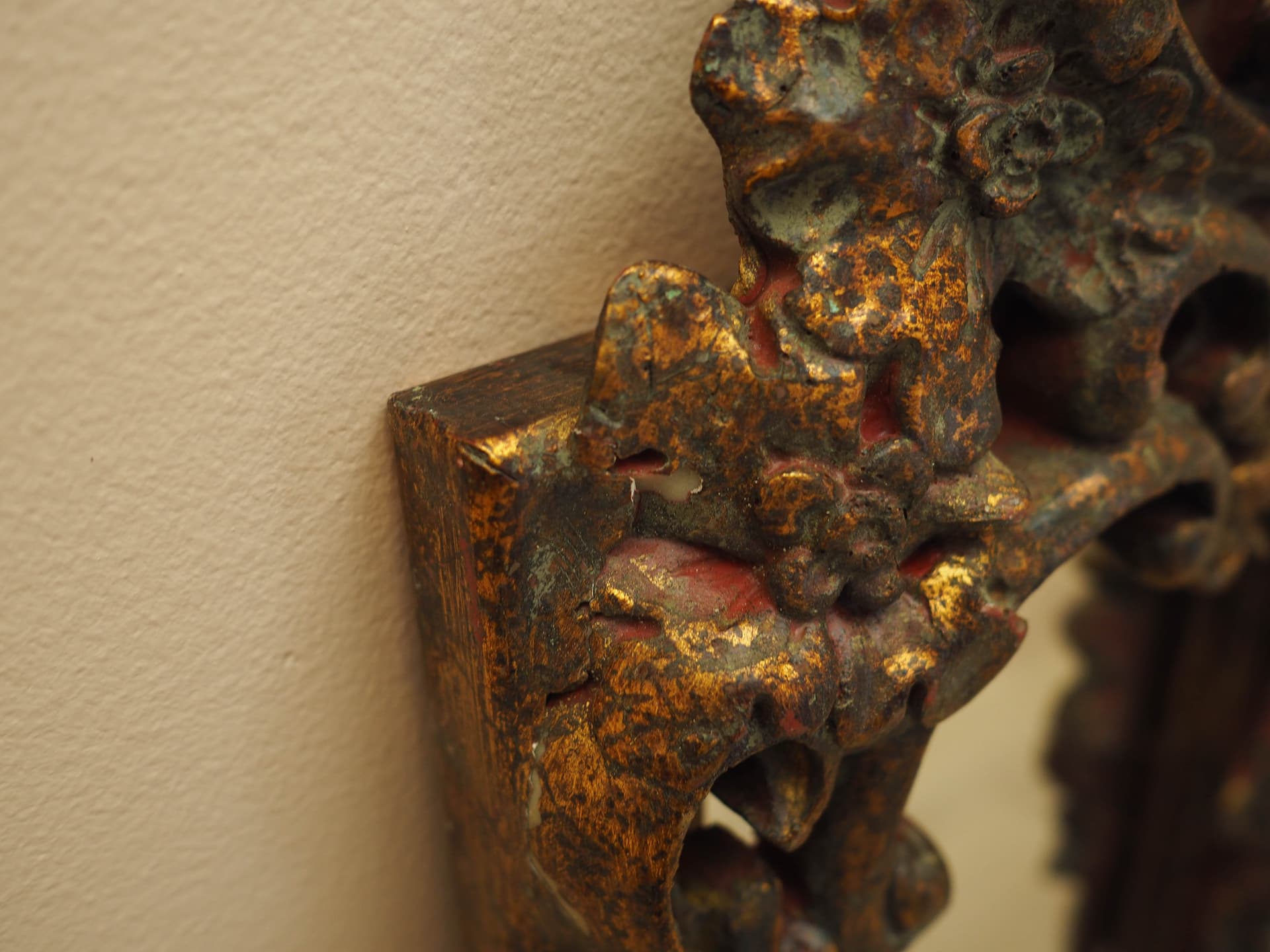 Lustro, rama brązowa, szkło, drewno, gips, Włochy, lata 60. - 261959