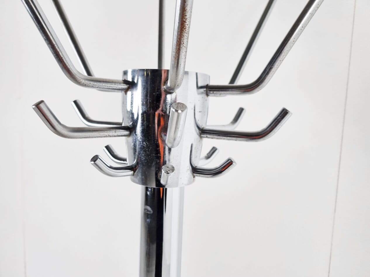 Wieszak stojący, srebrny, chrom, Francja, lata 60. - 268289