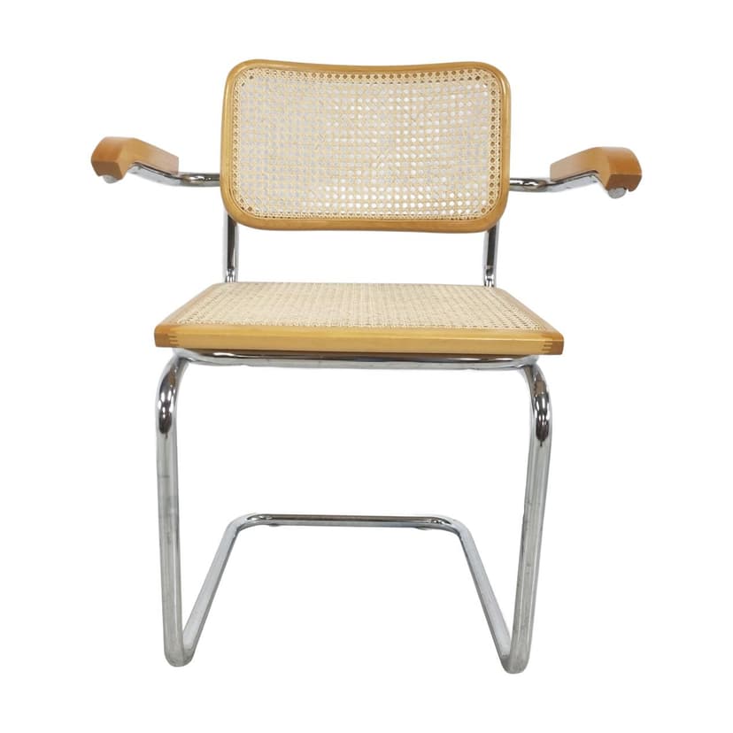 Fotel, beżowy, rattan buk chrom, Włochy, lata 70.