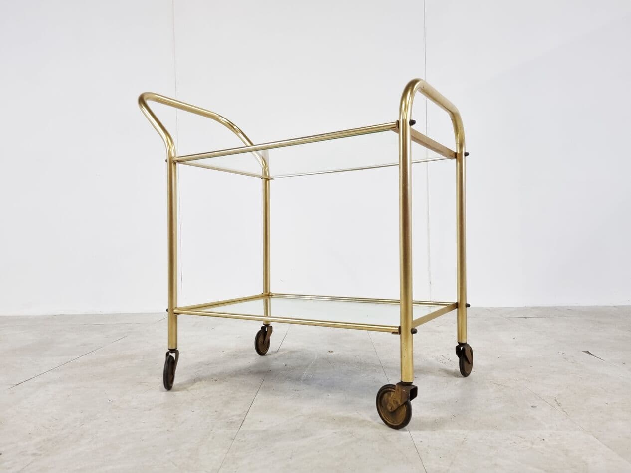 Bar cart, gold brass, France, 1960s. - 268257