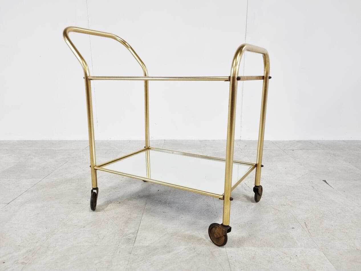 Bar cart, gold brass, France, 1960s. - 268264