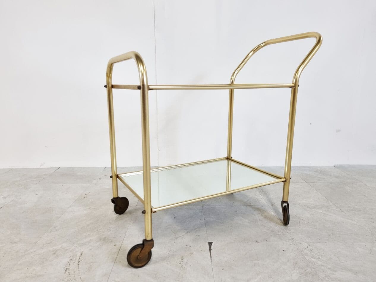 Bar cart, gold brass, France, 1960s. - 268261