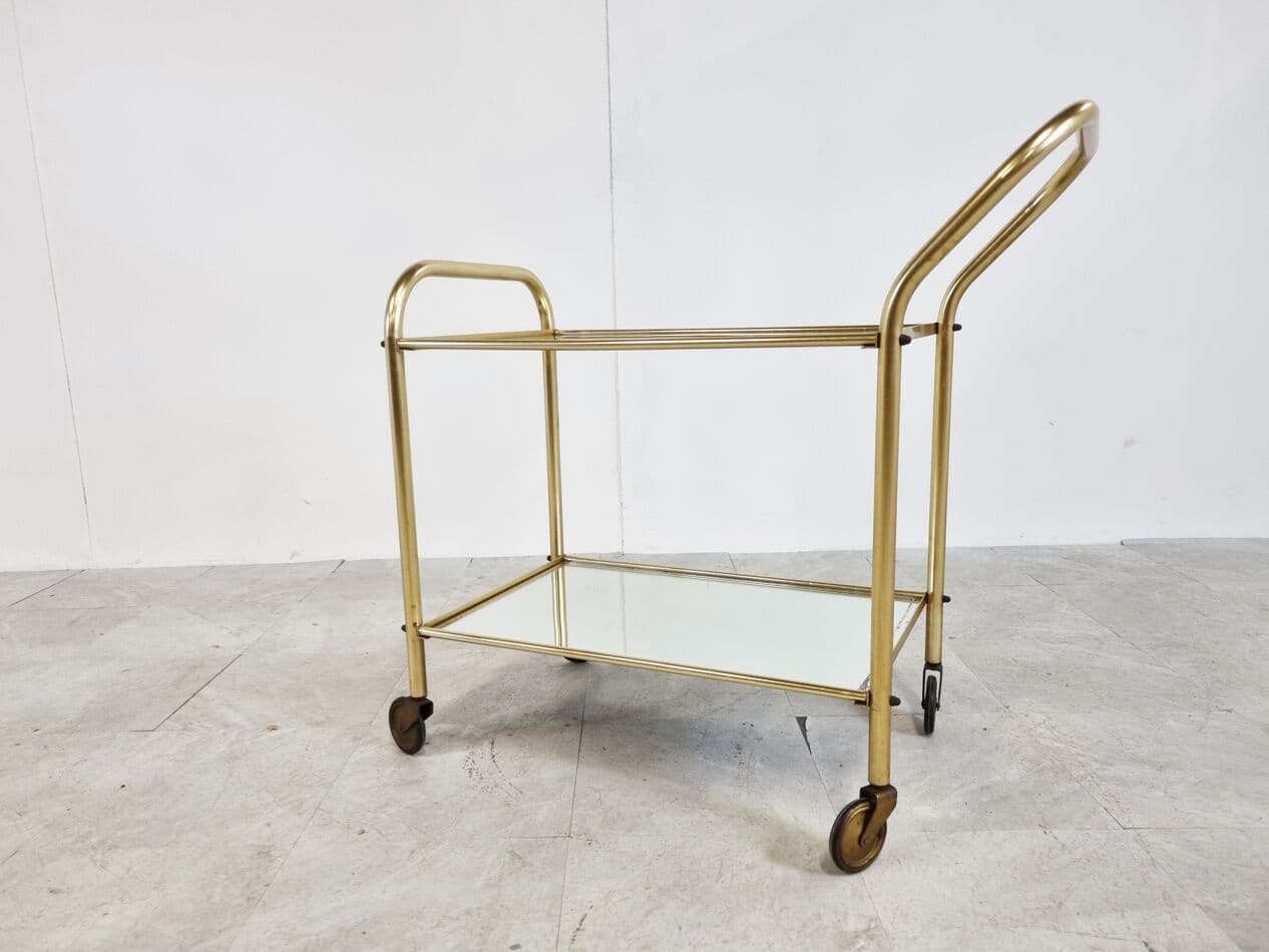 Bar cart, gold brass, France, 1960s. - 268260
