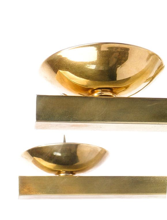 Para kinkietów Art Deco, mosiądz złoty, Polska, lata 20. - 261962