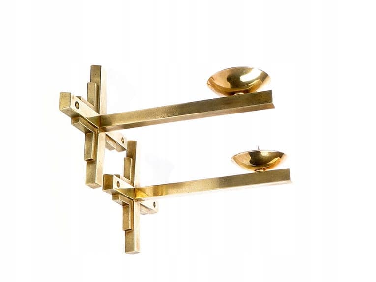 Para kinkietów Art Deco, mosiądz złoty, Polska, lata 20.