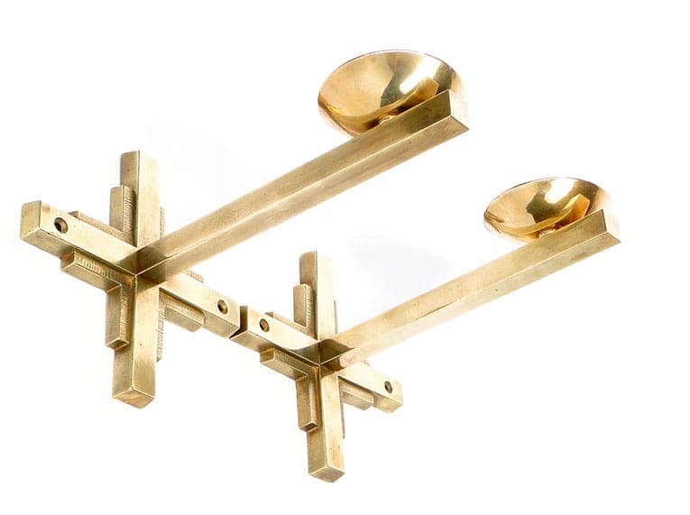 Para kinkietów Art Deco, mosiądz złoty, Polska, lata 20. - 261965